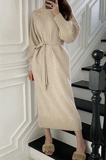 Elyndra | Elegant Asymmetrical Button Dress for Women