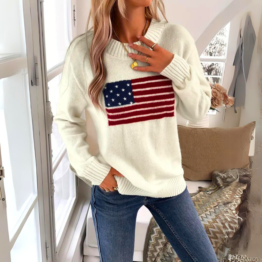 Tévara | Trendy Sweater with Flag Pattern for Women