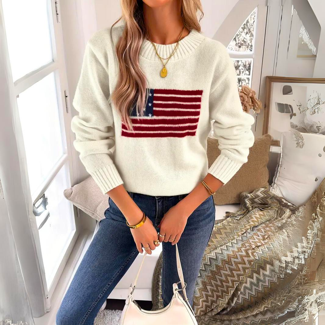 Tévara | Trendy Sweater with Flag Pattern for Women